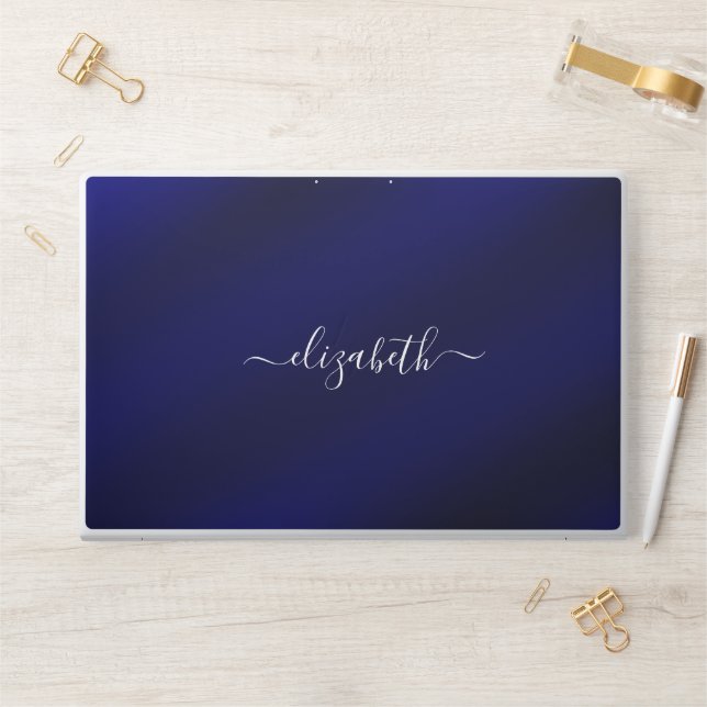 Elegant monogram blue luxury foil Laptop skin (Desk)