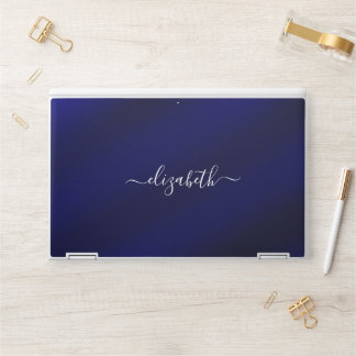 Elegant monogram blue luxury foil Laptop skin