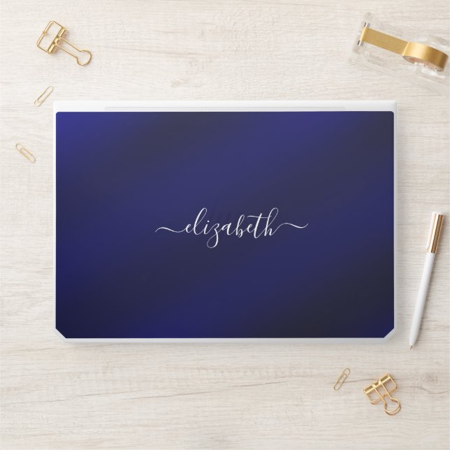 Elegant monogram blue luxury foil Laptop skin (Desk)