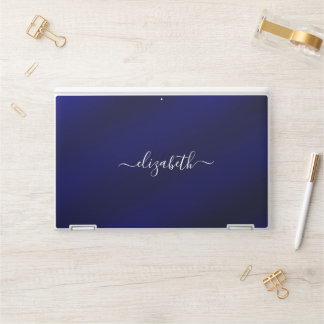 Elegant monogram blue luxury foil Laptop skin