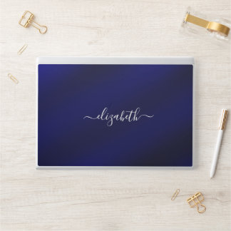 Elegant monogram blue luxury foil Laptop skin