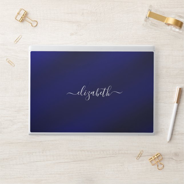 Elegant monogram blue luxury foil Laptop skin (Desk)