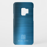 Elegant Monogram Blue Metallic  Case-Mate Samsung Galaxy S9 Case<br><div class="desc">Elegant Monogram Blue Metallic Case-Mate Samsung Galaxy S9 Case</div>