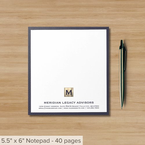 Elegant Monogram Blue Notepad