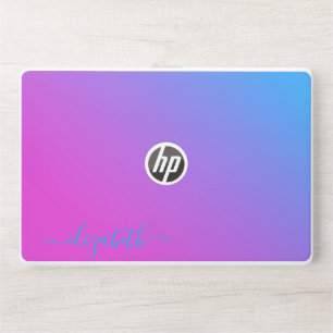 Elegant monogram blue pink luxury foil Laptop skin