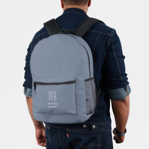 Elegant Monogram Blue Printed Backpack