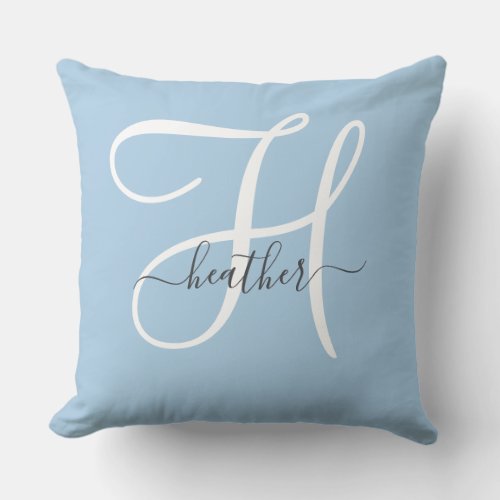 Elegant Monogram Blue Throw Pillow