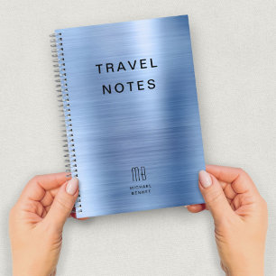 Elegant Monogram Blue Travel Notebook