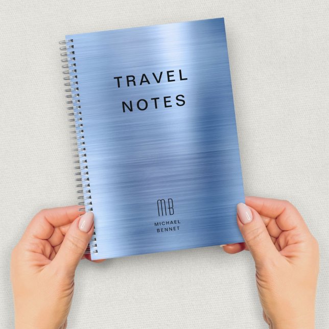 Elegant Monogram Blue Travel Notebook (Elegant Monogram Blue Travel Notebook)