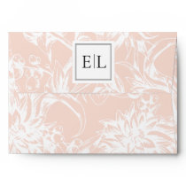 Elegant Monogram Blush Floral Wedding Envelope
