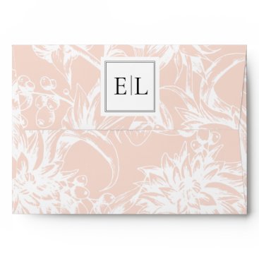 Elegant Monogram Blush Floral Wedding Envelope