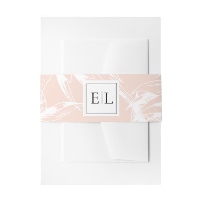 Elegant Monogram Blush Floral Wedding Invitation Belly Band (Front Example)