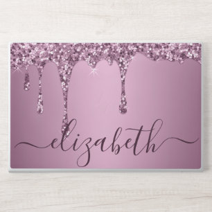 Elegant monogram blush pink glitter Laptop skin