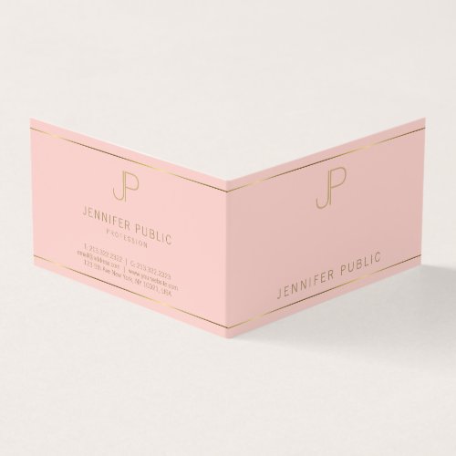 Elegant Monogram Blush Pink Gold Clean Template Business Card