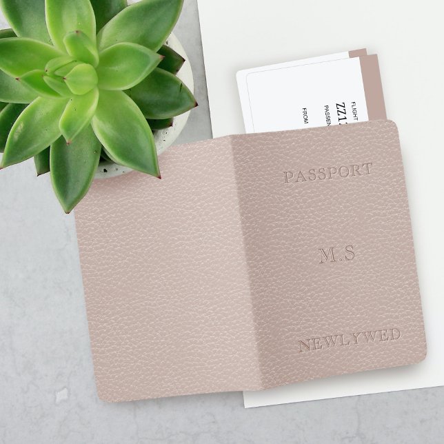 Elegant Monogram Blush Pink Passport Holder (Creator Uploaded)