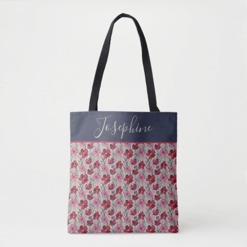 Elegant Monogram Blush Pink  Red  Tote Bag