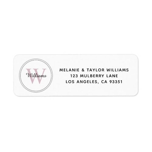 Elegant Monogram Blush Pink Return Address Label