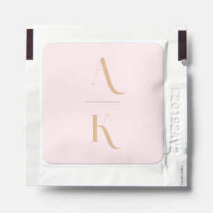 Elegant monogram blush pink travel hand sanitizer packet