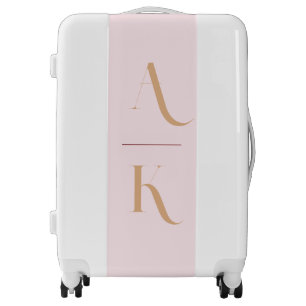 Elegant monogram blush pink travel luggage