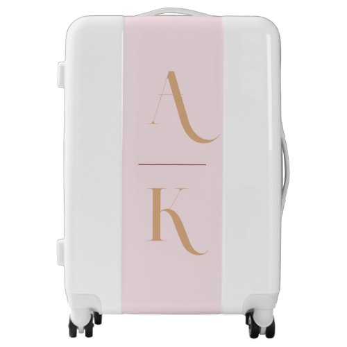 Elegant monogram blush pink travel luggage