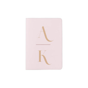 Elegant monogram blush pink travel passport holder
