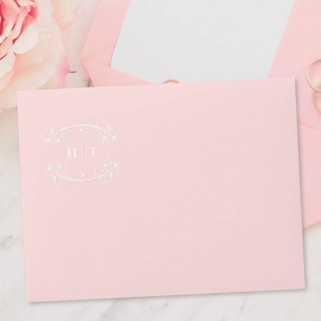 Elegant Monogram Blush Pink Wedding Envelope (Elegant Monogram Blush Pink Wedding Envelope)