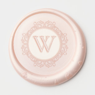 Elegant Monogram Blush Pink Wedding Wax Seal Sticker