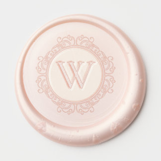 Elegant Monogram Blush Pink Wedding Wax Seal Sticker