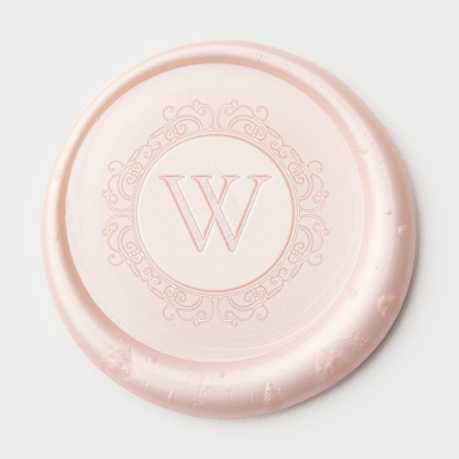 Elegant Monogram Blush Pink Wedding Wax Seal Sticker (Front)
