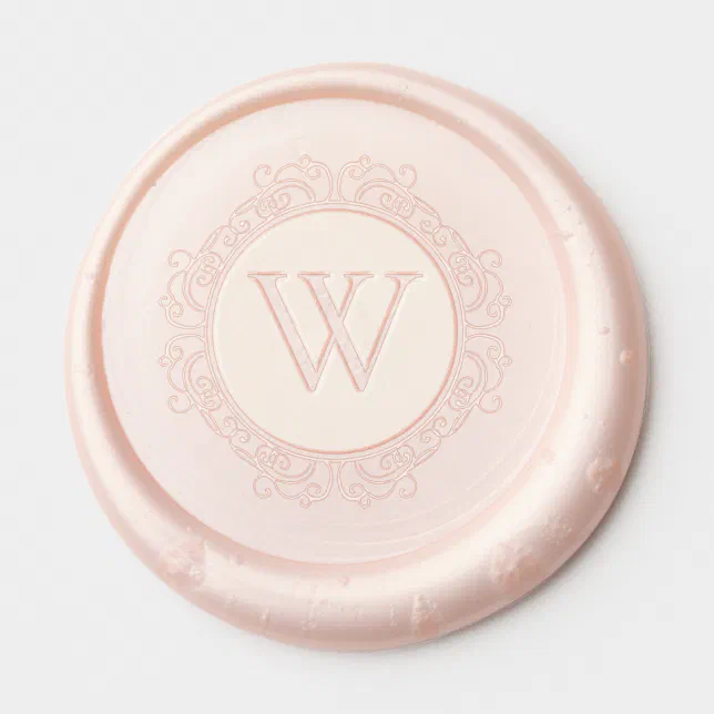 Elegant Monogram Blush Pink Wedding Wax Seal Sticker | Zazzle