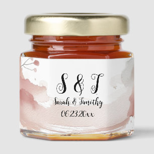 Elegant Monogram Blush Watercolor Wedding Honey Jar Favors