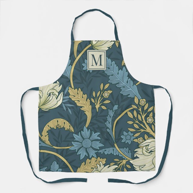 Elegant Monogram Botanical Floral William Morris  Apron (Front)