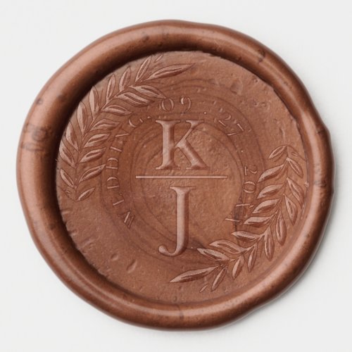 ELEGANT MONOGRAM BOTANICAL LEAVES WEDDING  WAX SEA WAX SEAL STICKER