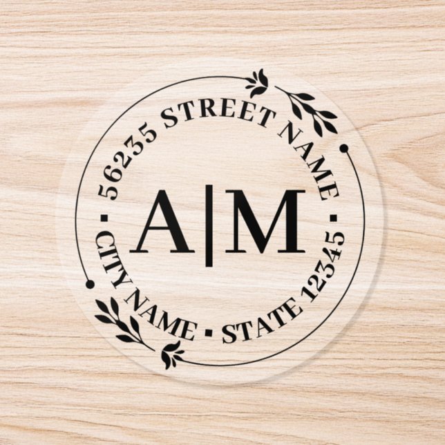 elegant monogram botanical return address wedding  classic round sticker (Single)