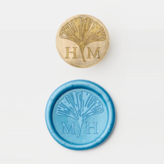 Elegant Monogram & Botanical Weddng Wax Seal Stamp