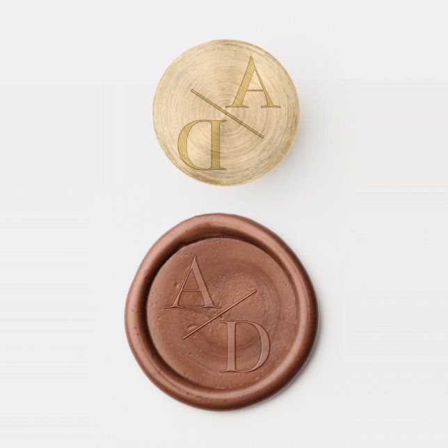 Elegant Monogram Bride Groom Modern Wedding  Wax Seal Stamp (Stamped)