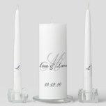 Elegant Monogram Bride Groom Names Date Wedding Un Unity Candle Set at Zazzle