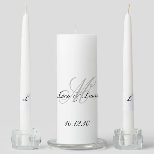 Elegant Monogram Bride Groom Names Date Wedding Un Unity Candle Set