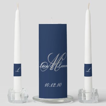 Elegant Monogram Bride Groom Names Date Wedding Un Unity Candle Set by WeddingShop88 at Zazzle