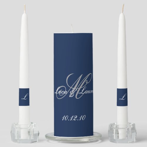 Elegant Monogram Bride Groom Names Date Wedding Un Unity Candle Set