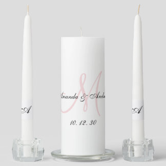 Elegant Monogram Bride Groom Names Date Wedding Unity Candle Set