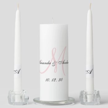 Elegant Monogram Bride Groom Names Date Wedding Unity Candle Set by monogramgallery at Zazzle