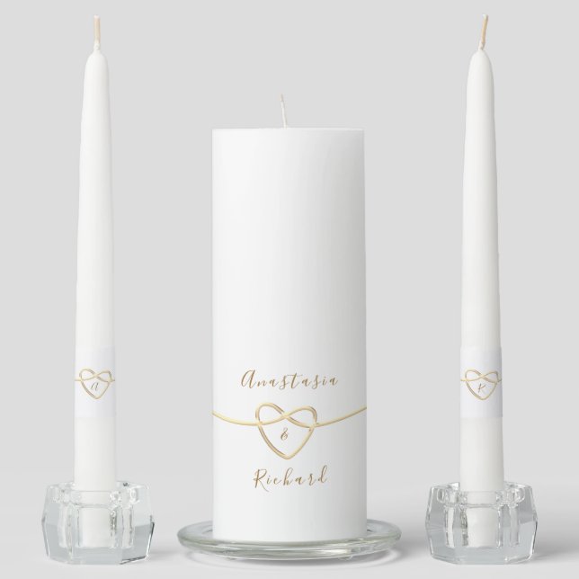Elegant Monogram Bride Groom Names Wedding Unity Candle Set (Front)