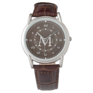 elegant monogram brown chic Silicone Strap Clear  Watch