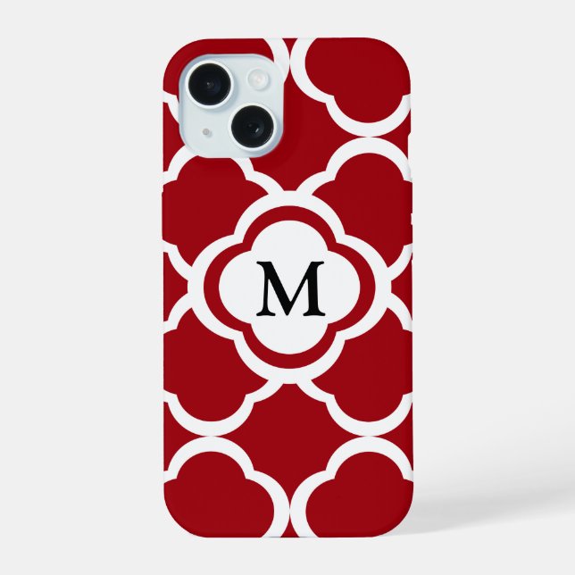 Elegant Monogram Burgundy Pattern Iphone Case (Back)