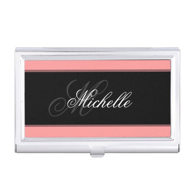 Elegant Monogram Business Card Holders (Front)