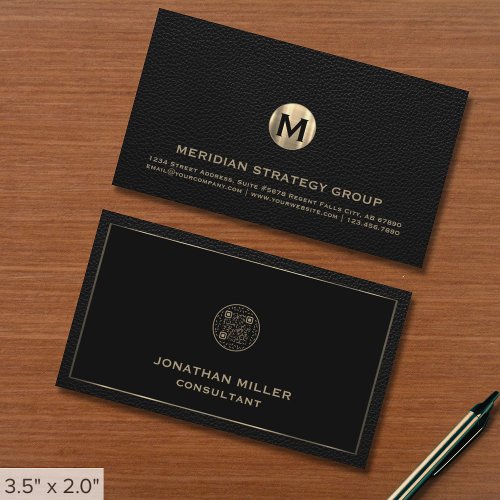 Elegant Monogram Business Card QR Code