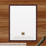 Elegant Monogram Business Letterhead<br><div class="desc">Elevate your correspondence with our Elegant Monogram Business Letterhead. Featuring a gold monogram initial emblem, your company name, address, and contact information are elegantly presented in classic golden typography on white, framed in a rich burgundy border. The design exudes professionalism and refinement, making a lasting impression on clients and partners....</div>