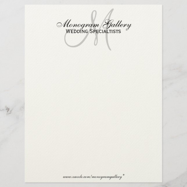 Elegant Monogram Business Letterhead Cream Paper (Front)