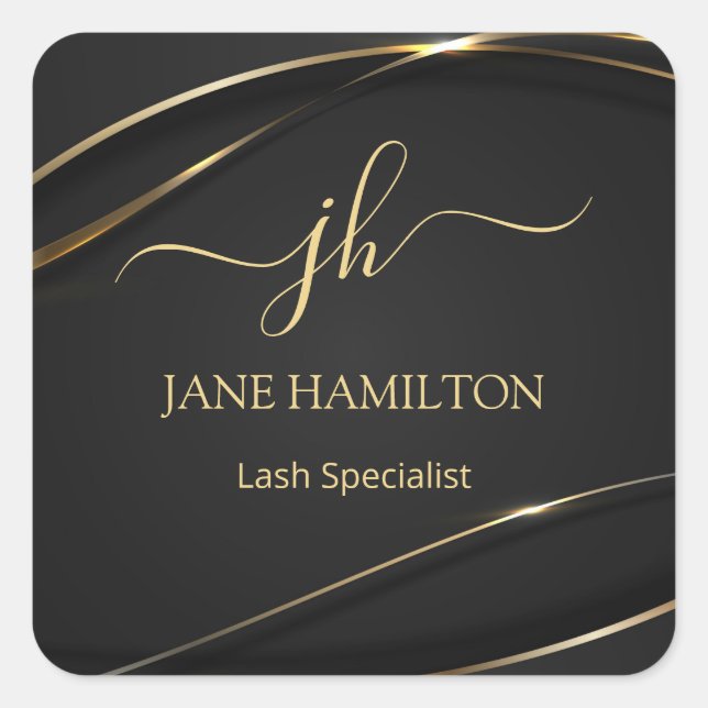 Elegant Monogram Business Logo Square Sticker (Front)